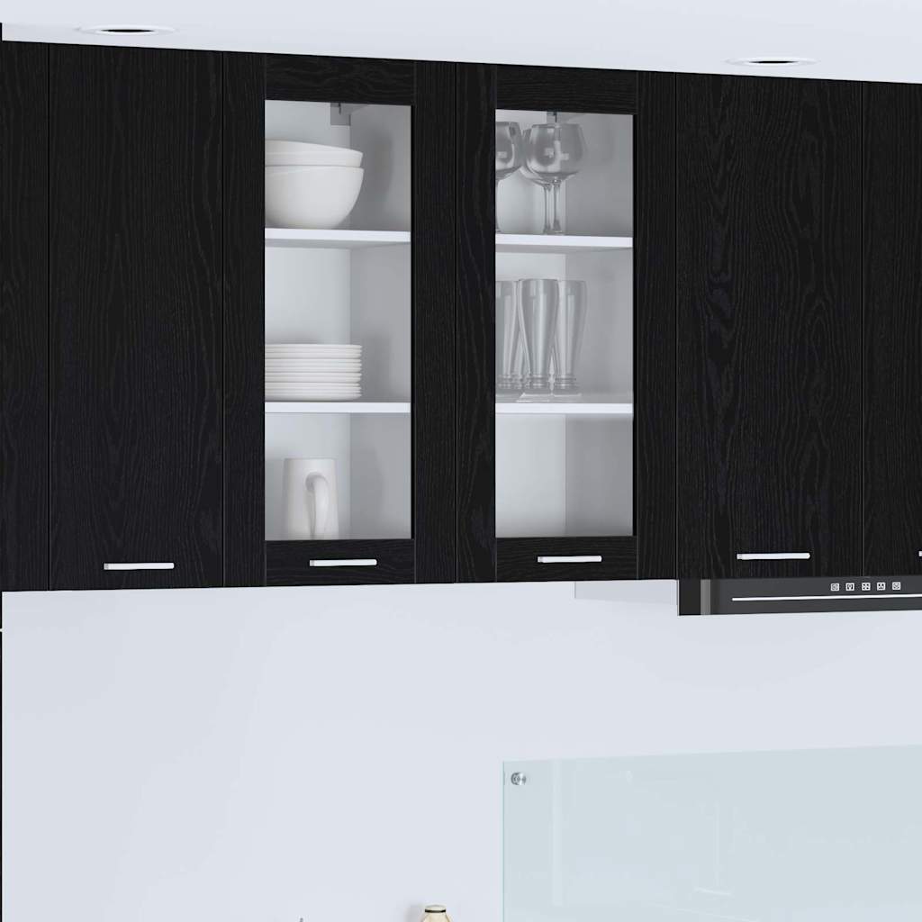 Hanging Cabinet with Shelf Riga 2 pcs Black Oak 40 x 31 x 80 cm